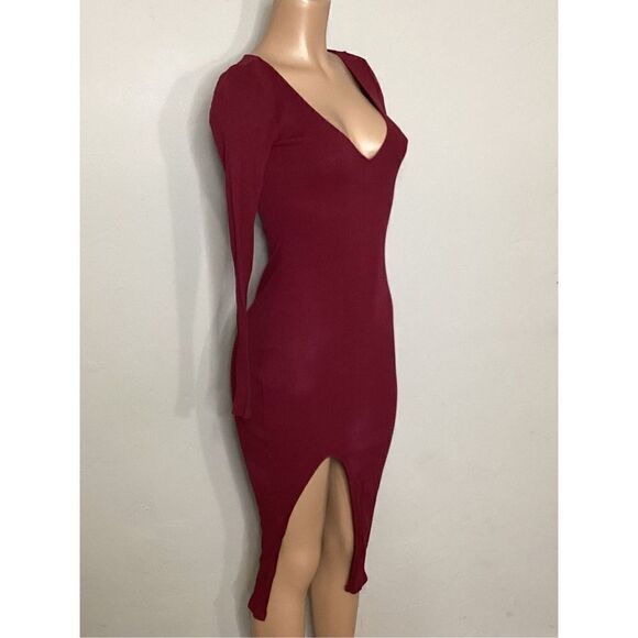 New. Privacy Please plunge neck midi dress with slit. Retails $198 - Picture 5 of 7